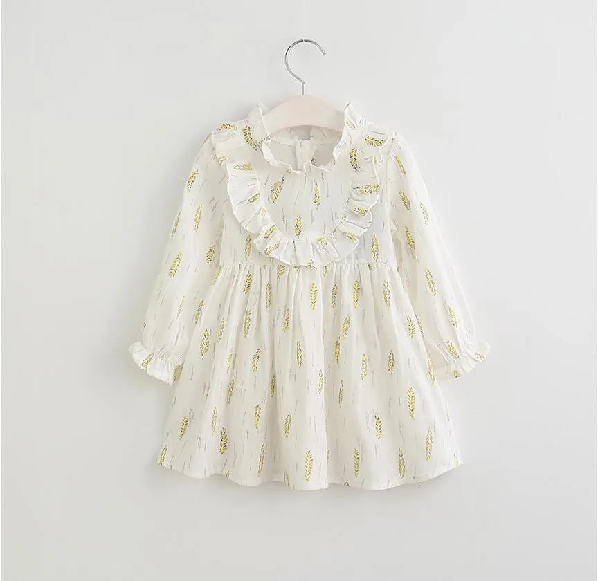 

Fashion Baby dress long sleeve white ruffles girls dresses kids clothes korean fashion cut children Clothing spring Autumn