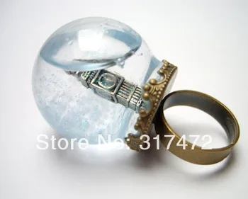 

Free ship! 20set/lot 30*20mm Glass vial globe glass Bubble with 20mm antique bronze ring DIY glass liquid rings