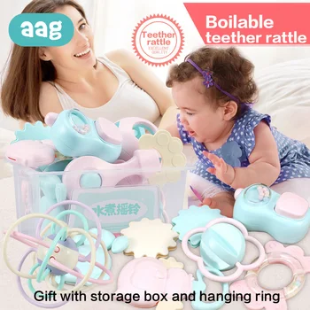 

AAG Baby Silicone Teether Sets With Infant Rattle Boiled Toys Best Gift Development Training Newborn Teether Chew BPA Free 30