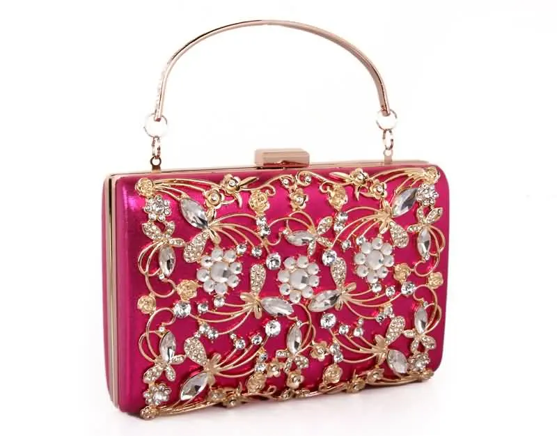 Luxy Moon Evening Clutches for Weddings Fuchsia Front View