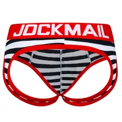 JOCKMAIL Открыть спинки промежности-стринги Sexy Для мужчин нижнее белье трусы Гей пениса Танга Короткие Мужское нижнее белье Слип стринги