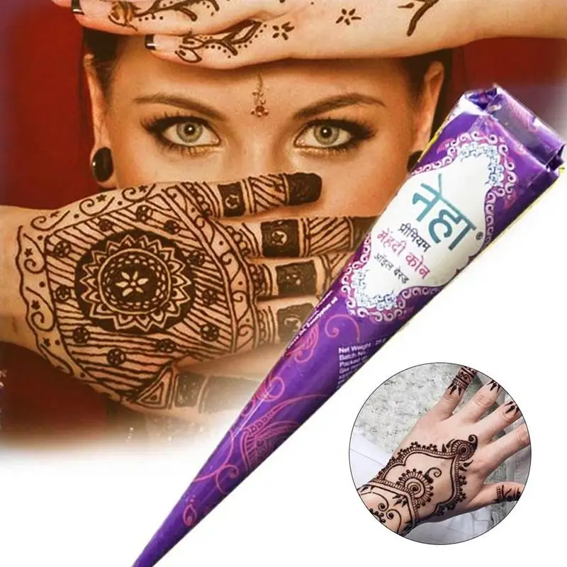 

Indian Henna Paste Temporary Tattoo Waterproof Body Paint hena Art Cream Cone For Stencil Mehndi Body Art Drop Ship