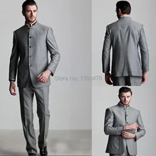 2016 Fashion Men Suits Silver Groom Tuxedos Formal Best Men s Suits Groomsman Bridegroom Wedding Jacket