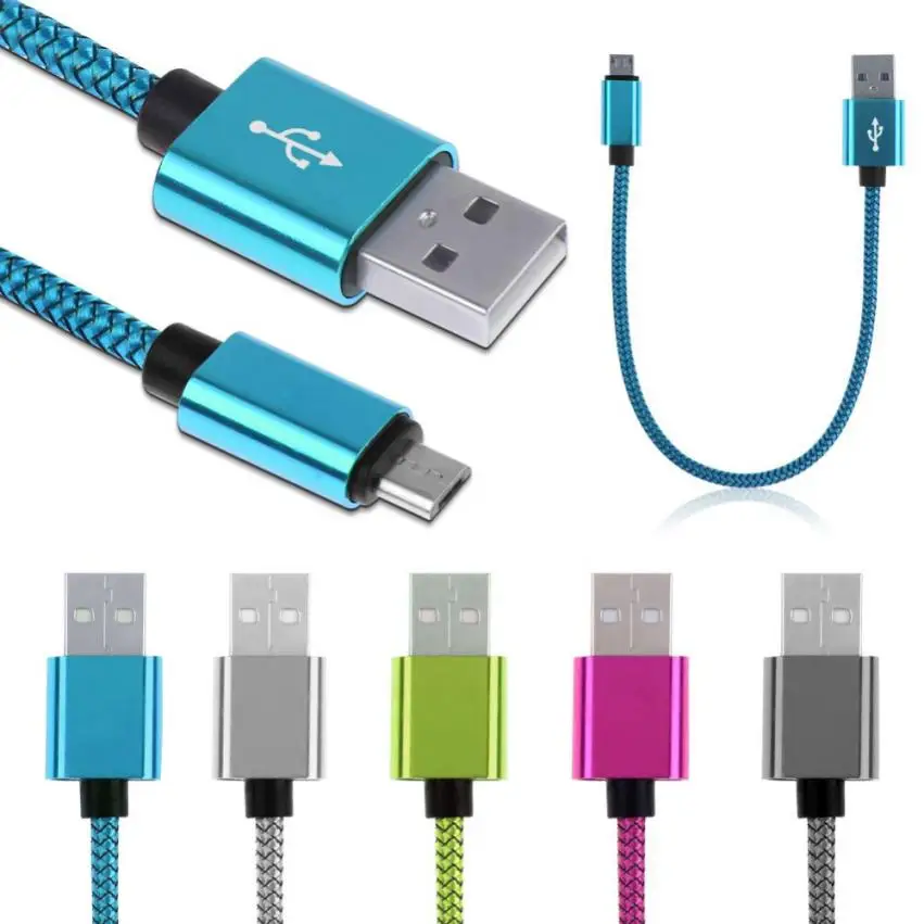

newBraided Aluminum Micro USB Data&Sync faster Charger Cable For Android Phone prolunga usb usb extension cable drop shopping