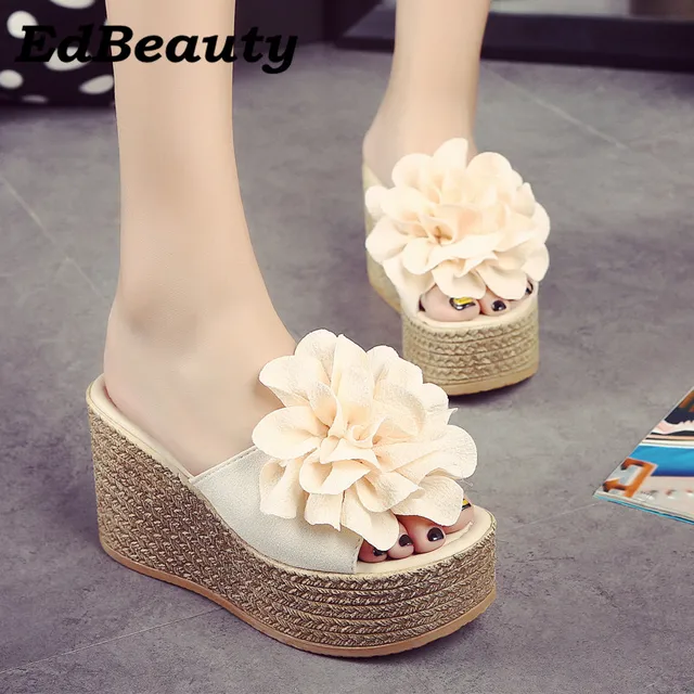 New Women Sandals Fashion Flower Summer Sandals Wedges Flip Flops Platform Slippers Shoes slippers zapatillas chinelo sandalia
