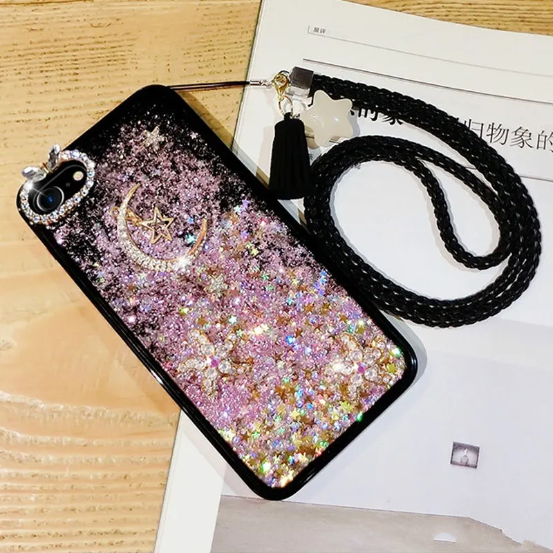 

DIY Diamond Cover for Huawei Honor V9 Play Case Luxury Bling Liquid Quicksand Soft Cases for Honor 4c 5c 6A 8 9 Lite V9 7X Case