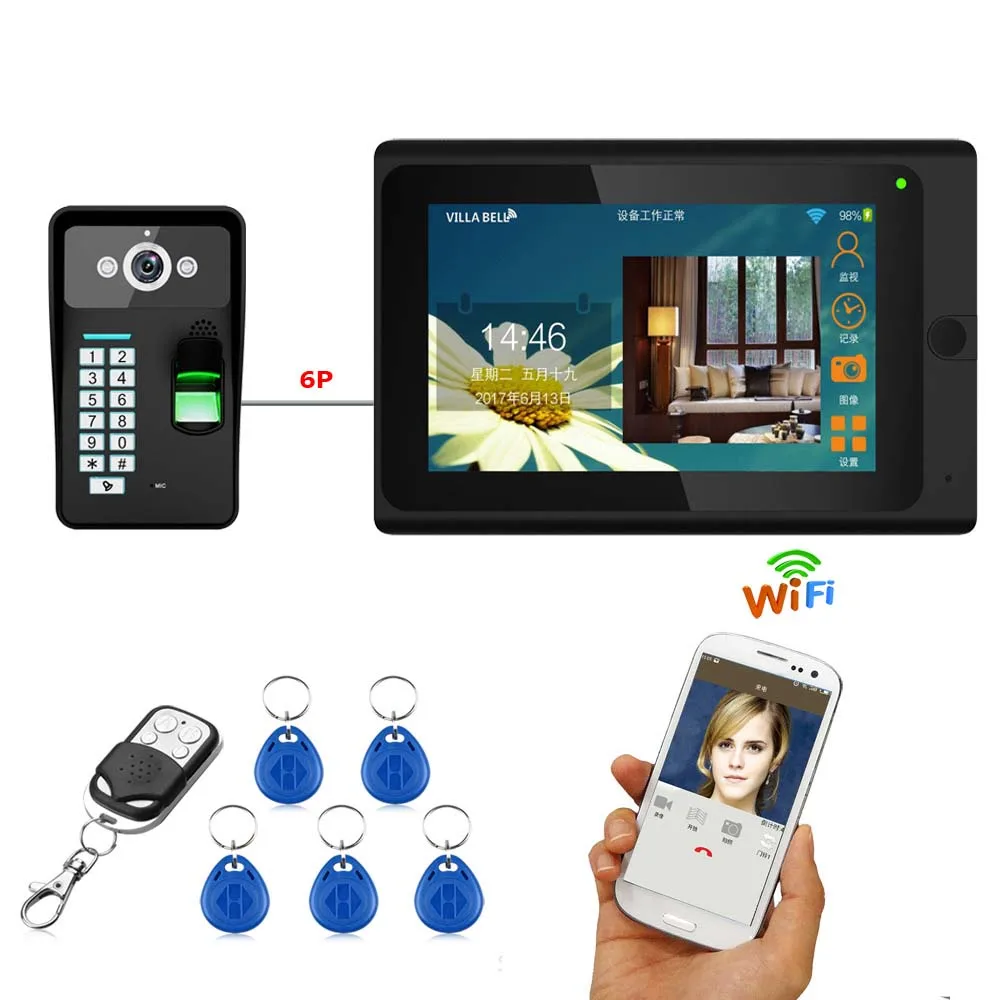 

New Arrival Wired Video Door Phone w/t WIFI 7"touch screen Monitor.FRID Panel 1000TVL Camera,Intercom system Doorbel
