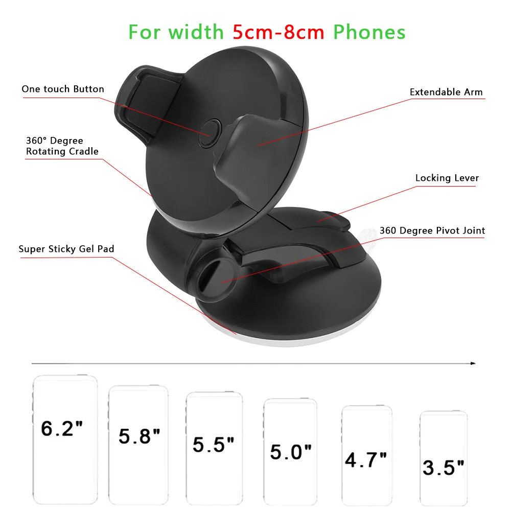 1PC 360 Degree Adjustable Auto Mobile Phone Stand Car Holder Dashboard Windshield Bracket for Universal Smartphone Accessories