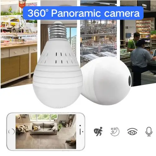 960P лампа HD Беспроводная IP камера 360 градусов панорамная рыбий глаз CCTV Wifi P2P