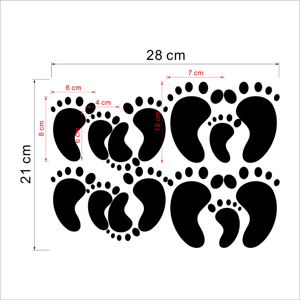 7 Pairs foot print wall sticker