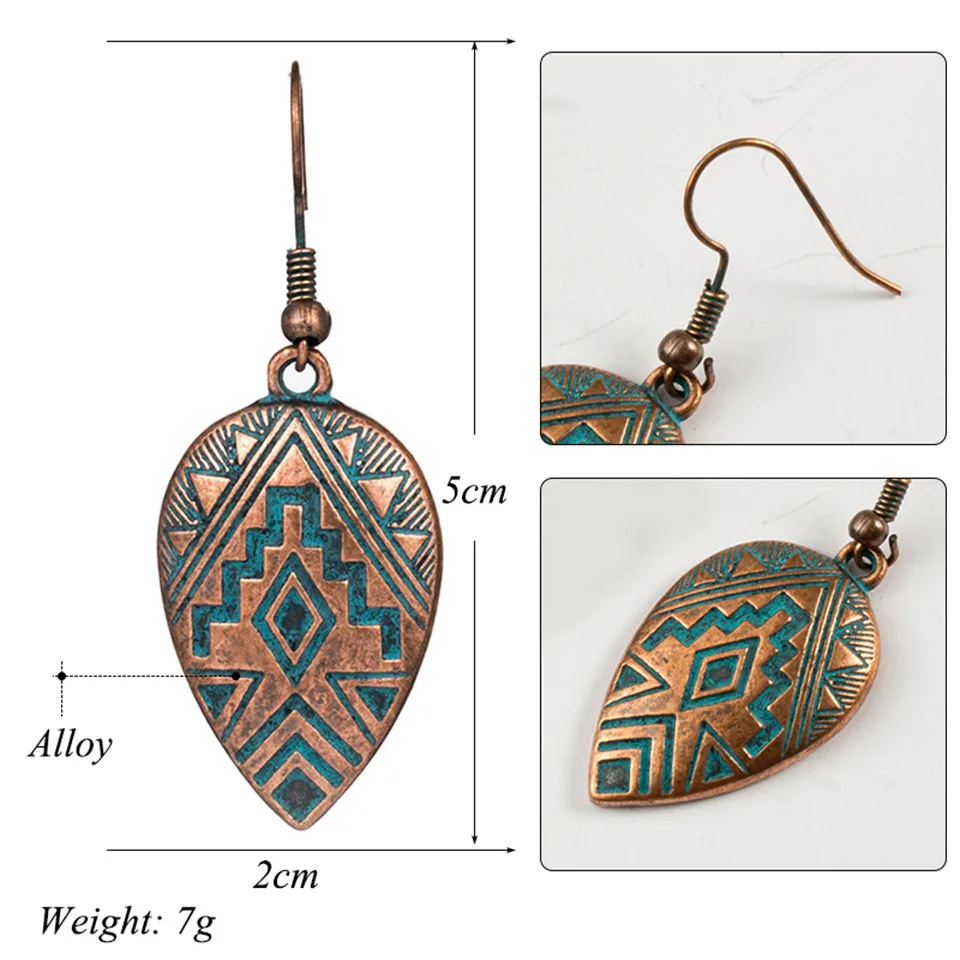 2018 Retro water drop indian earrings jewelry Vintage ethnic boho geometric hanging earrings for women earings earing brincos - Image 2