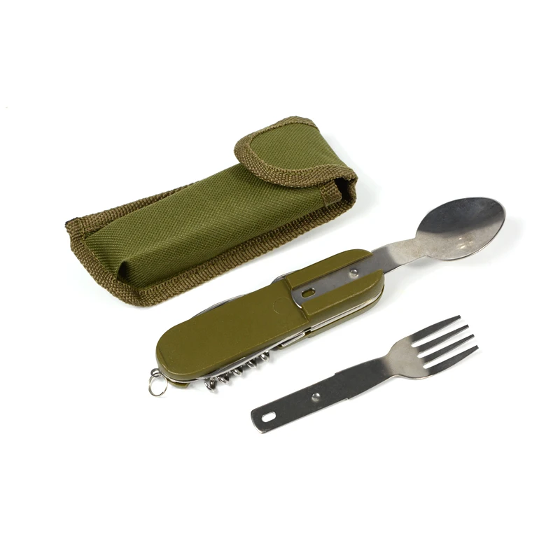 Multipurpose Tableware Stainless Steel Cutlery Multifunctional Tools Knife Spoon Fork Bottle Opener Screwdriver Outdoor Camping