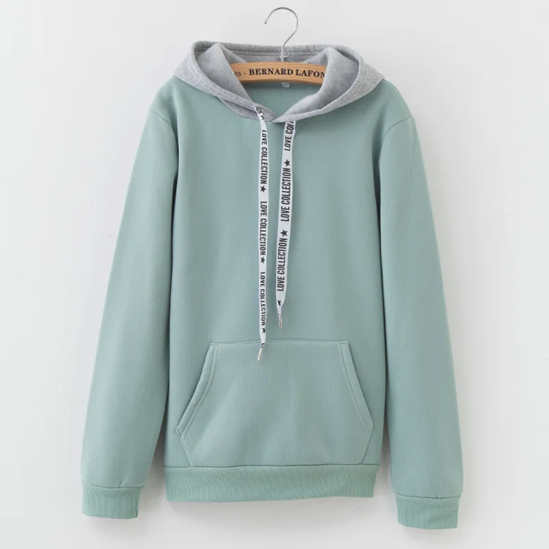

Autumn Winter Patchwork Hoodie Women Long Sleeve Cute Contrast Hooded Sweatshirt Kangaroo Fall Pocket Print Drawstring Hoodies