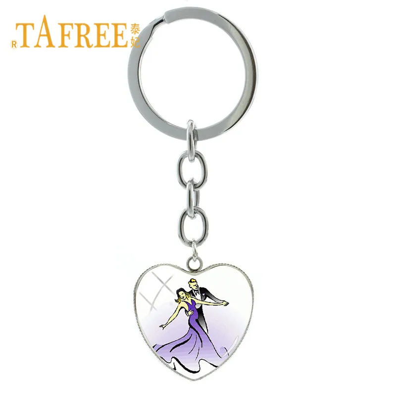 

TAFREE Latin Dances Figure Picture Key Chain For Men Womens Waltz And The Quickstep Dancer Key Ring Keychain Bag Pendant DS46