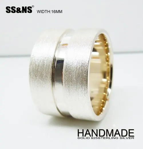 Мужское кольцо из стерлингового серебра 925 пробы, 16 мм