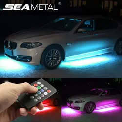 12 В светодиодный автомобильный подсвечивающий Гибкая светодиодная подсветка дистанционное управление приложение RGB декоративная лампа