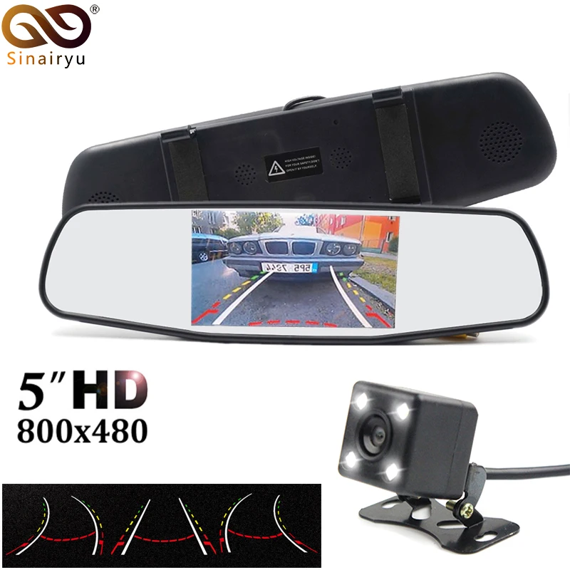 

Sinairyu Car Camera Monitor Set, 5 INCH 800*480 TFT LCD Mirror Display Backup Monitor with Trajectory Rear View Camera