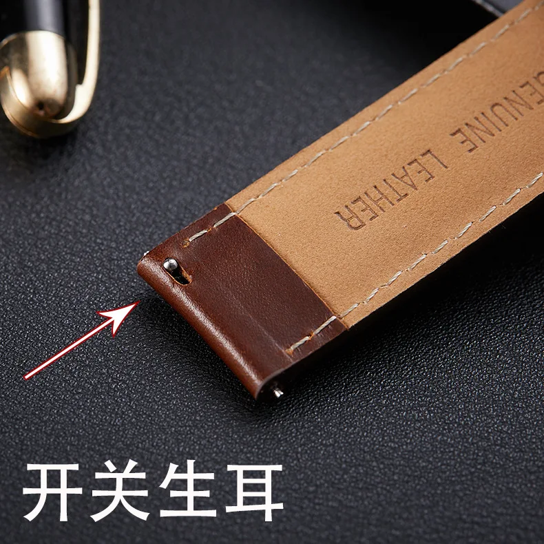 Quick Release Leather Watchband Black Brown Watch Band Wrist Strap 18mm 20mm Smart Watch Strap Accessories Replacement