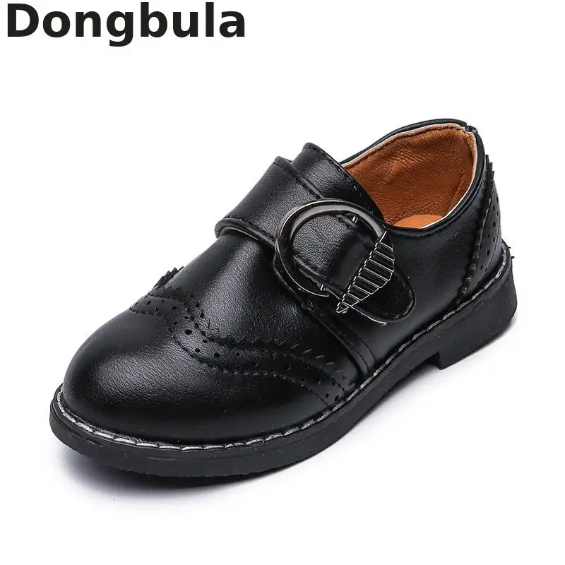 

2019 Boys Genuine Leather Shoes British Style School Performance Kids Wedding Party Shoes Black Casual Children Moccasins Shoes