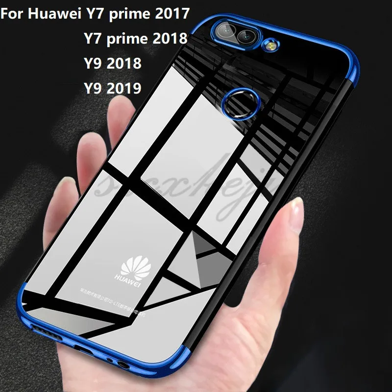 Anxm мягкий чехол TPU для huawei Y7 prime Y9 ультра тонкий прозрачный покрытие сверкающий чехол для huawei Y7 prime Y9