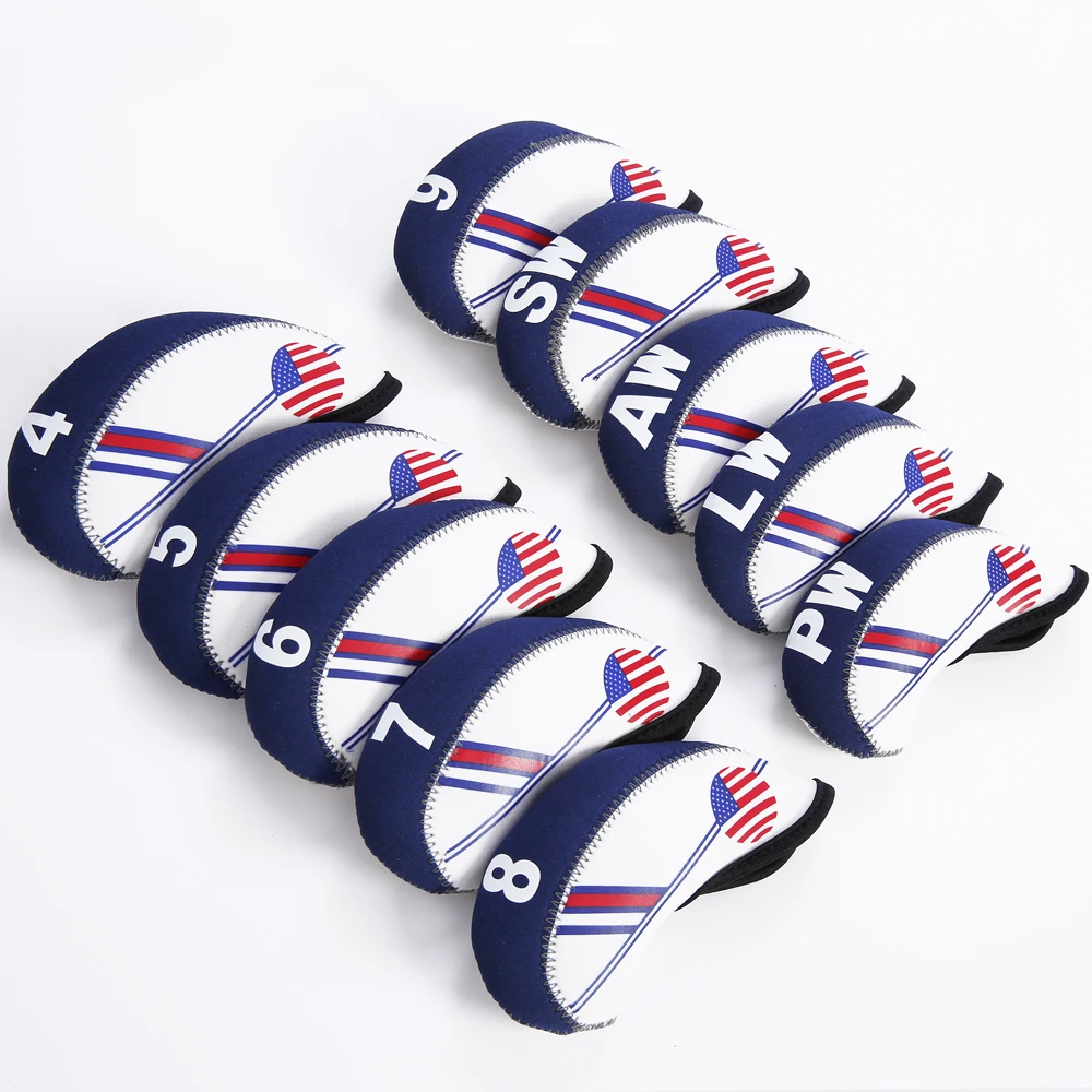 Golf Club Iron Head Cover Set 10pcs Neoprene  Whit...