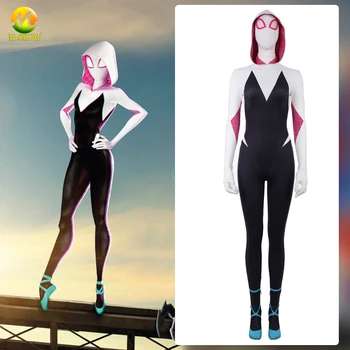

Spider-Man: Into the Spider-Verse Gwen Stacy Cosplay Costume Zentai Spiderman Halloween Spandex Bodysuit Jumpsuits For Women