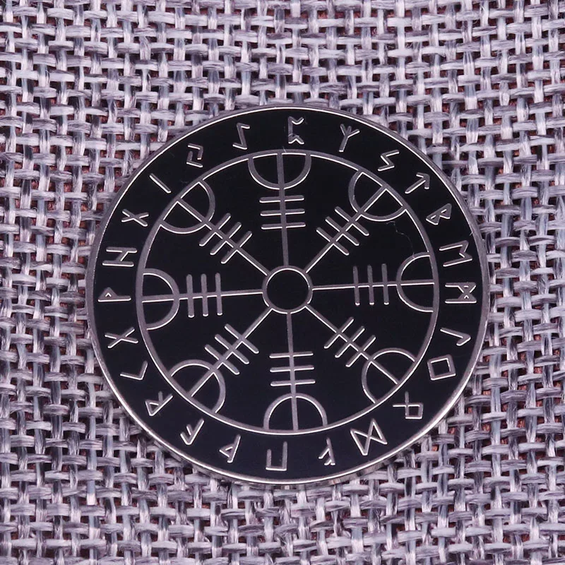 

Viking runes runic Pin Elder Futhark Badge Wicca Magical Norse Brooch Ancient Mythology Asatru Jewelry