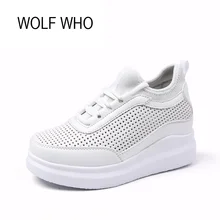 WOLF, DIE 2017 Frauen High Heels Schuhe Damen Keile Plattform Krasovki Weibliche Weiße Chaussure Femme Tenis Feminino Obuv x379