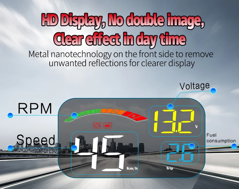 

Newest C800 2 In 1 HD OBD2 Car HUD On-board Computer Speed Projector GPS Speedometer Head-Up Display Security Alarm Car HUD
