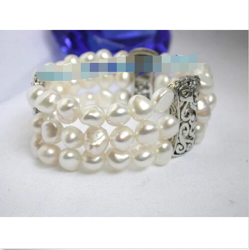 

Genuine! 3S stretchy big baroque white pearls bracelet @^Noble style Natural Fine jewe SHIPPING new >>free shipping