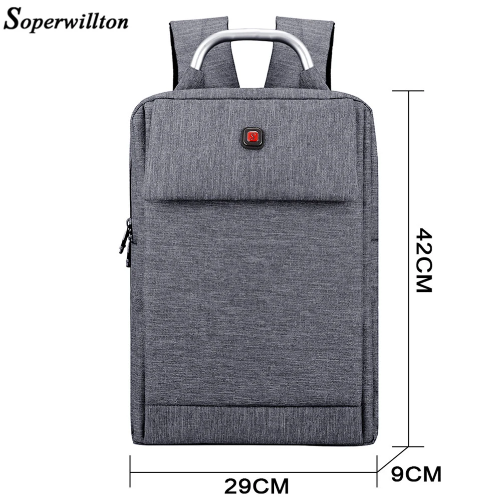 Soperwillton рюкзак мужской Для мужчин рюкзак-мешок USB зарядка верхнюю ручку 15," Ноутбук Рюкзак черный подросток Оксфорд Мужской Женский рюкзак школьный