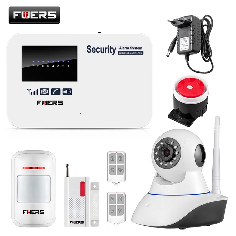 FUERS Wireless Android ios app remote control Intelligent smart Home Burglar Security GSM Alarm System with WIFI IP camera FUERS Wireless Android ios app remote control Intelligent smart Home Burglar Security GSM Alarm System with WIFI IP camera