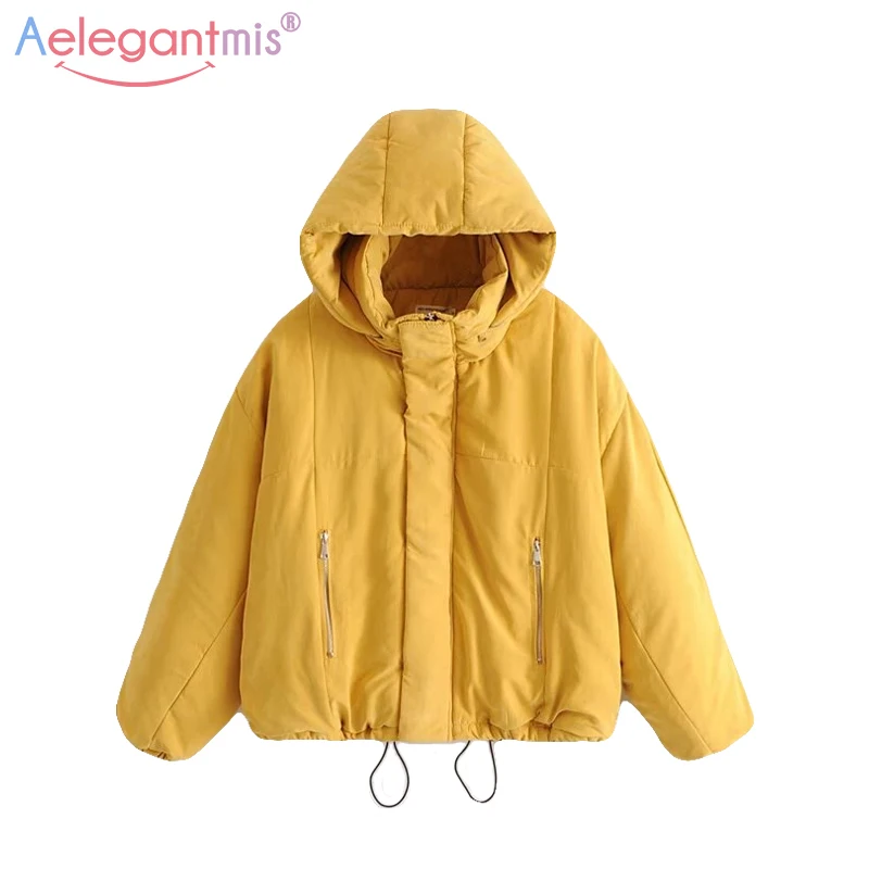 

Aelegantmis Fashion Loose Hooded Parkas Women Winter Jackets Coats Oversize Thicken Warm Coats Female Cotton Padded Jacket