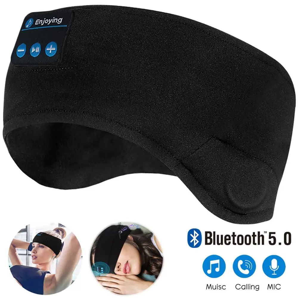 

JINSERTA Wireless Bluetooth 5.0 Earphone Sleep Mask Sport Headband Soft Headphone Sleeping Headset For Listenting Music with Mic