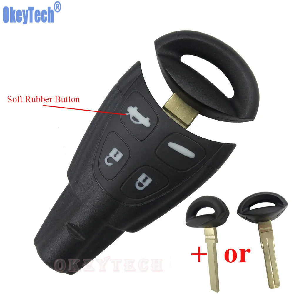 OkeyTech Remote Car Key Case Shell For Saab 9-3 93 2003-2007 4 Button Uncut Blade Smart Card Blank Replacement Keyless Fob Cover OkeyTech Remote Car Key Case Shell For Saab 9-3 93 2003-2007 4 Button Uncut Blade Smart Card Blank Replacement Keyless Fob Cover