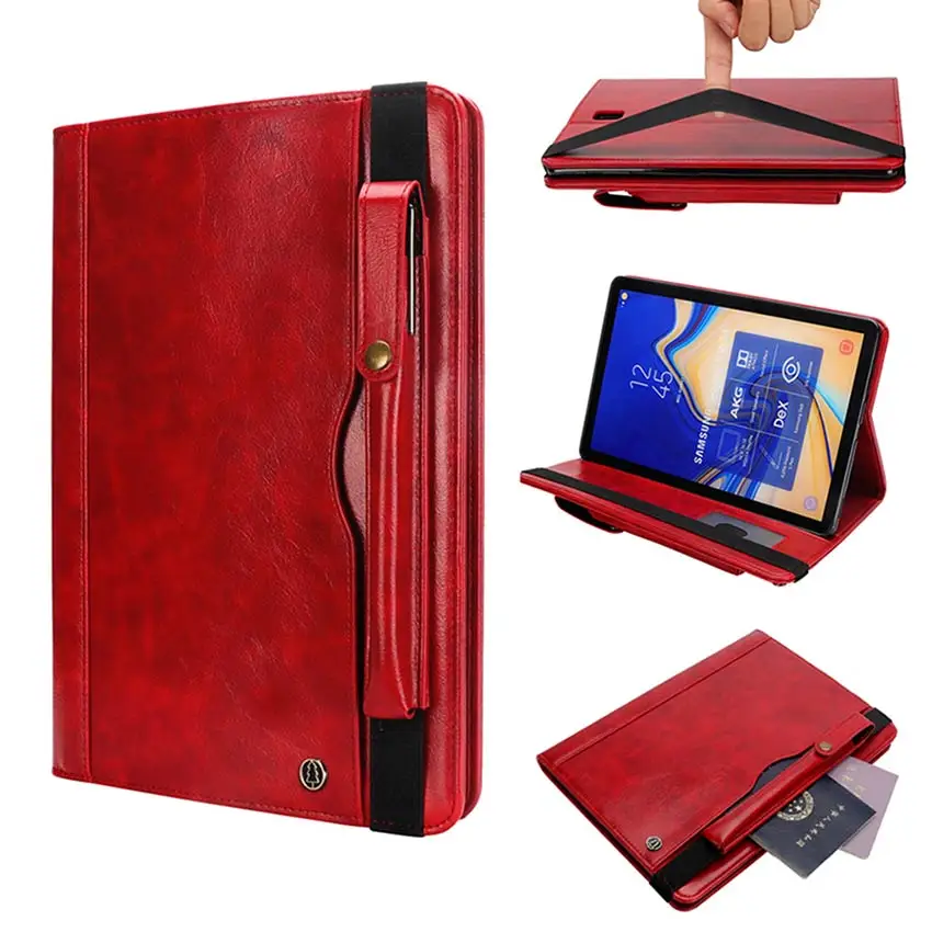 Case for Samsung Galaxy Tab S4 10.5 inch SM-T830 T835 With Pencil Holder Leather Flip Case Card Slot Smart Cover Sleep Awake Up (2)