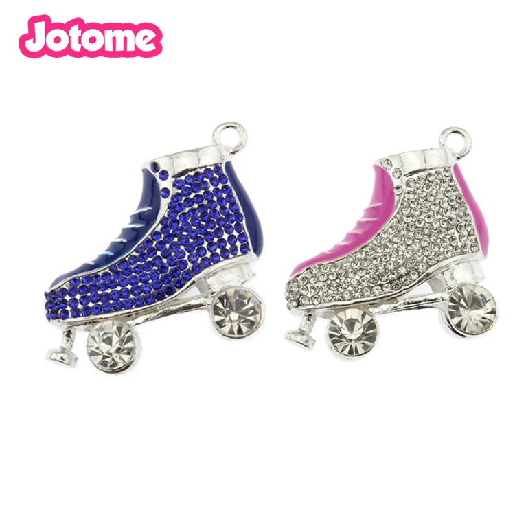 

10pcs/lot Fashion Jewelry Items Metal Enamel 3D Design Roller Skates Shoe Charm Pendant