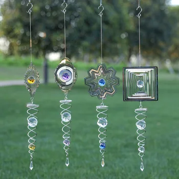 

Wind Chime Mirror Reflective Metal Wire Crystal Ball Wind Bell for Home Garden Decoration HG99