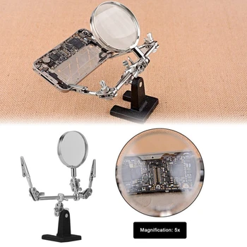 

Easy-carrying Helping Hand Tool with 5X Magnifying Glass 360 Degree Rotating Adjustable Locking Arms For Glass Loupe Selected