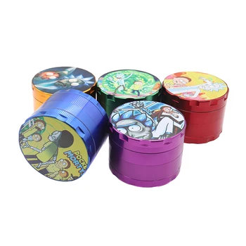 

New Rick and Morty Herb Grinder 63mm Aluminum 4 Layers Metal Tobacco Grinder 5 Colors Hand Muller Spice Pollen Smoke Crusher