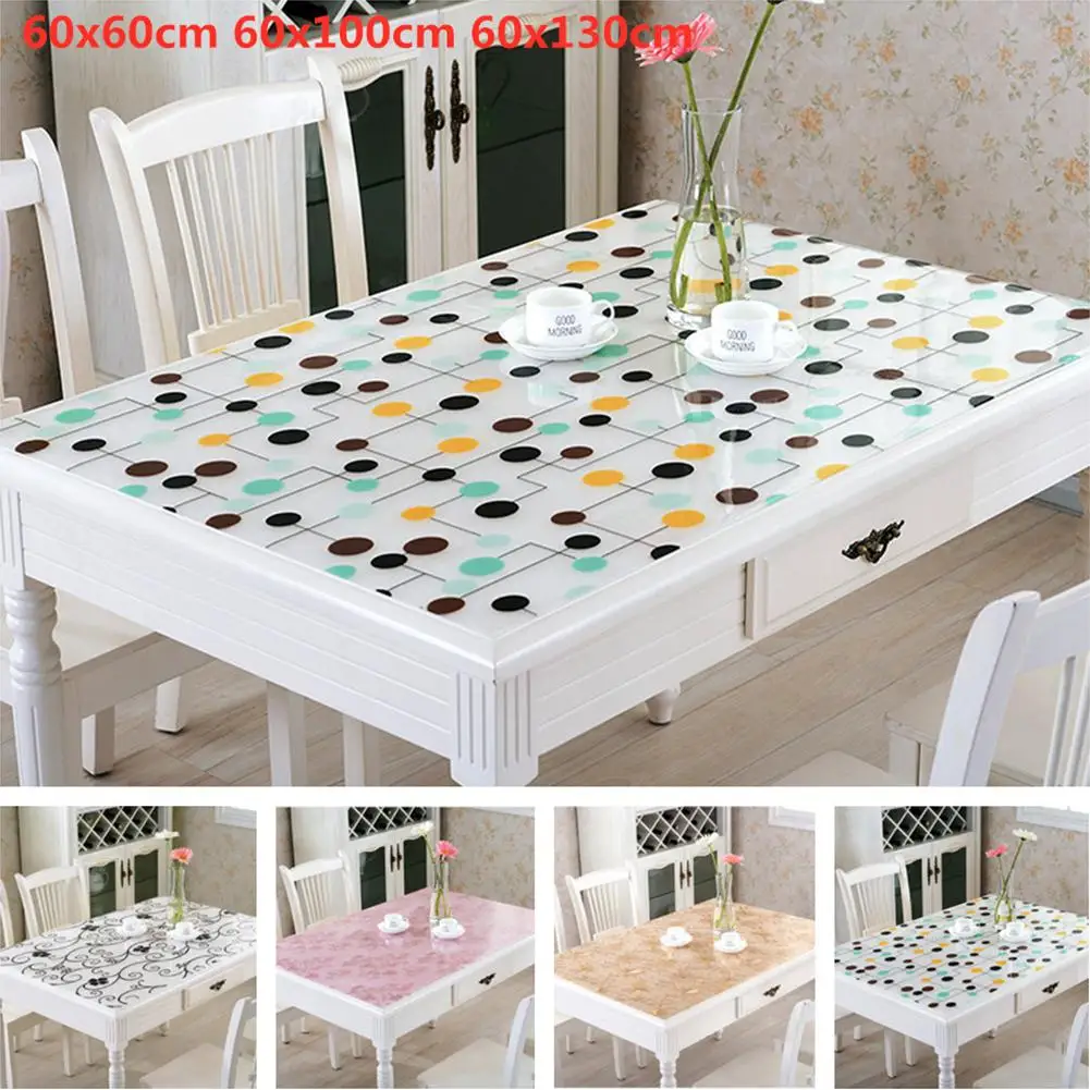 

DSstyles Waterproof Soft Glass Home Table Cover with Elegant Pattern for Home Decor