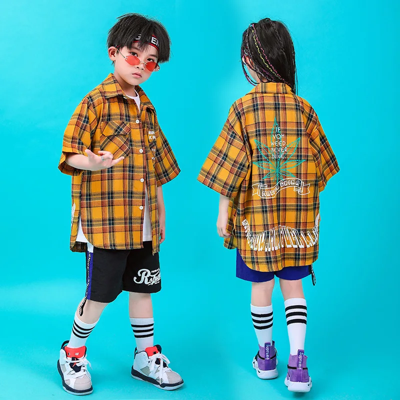 

Boys girls summer fashion set loose short-sleeved back embroidered shirt elastic waistband casual pants dazzle fun casual suit
