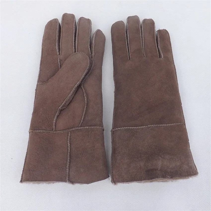 Высококачественные мужские кожаные перчатки, новые женские зимние меховые теплые перчатки из овчины, кожаные меховые перчатки, мужские зимние перчатки