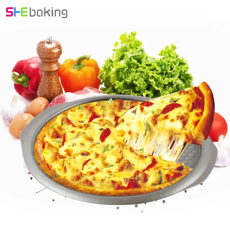 Shebaking 1pc Stainless Steel Pizza Pans 3D Baking Pizza Fondant Bread