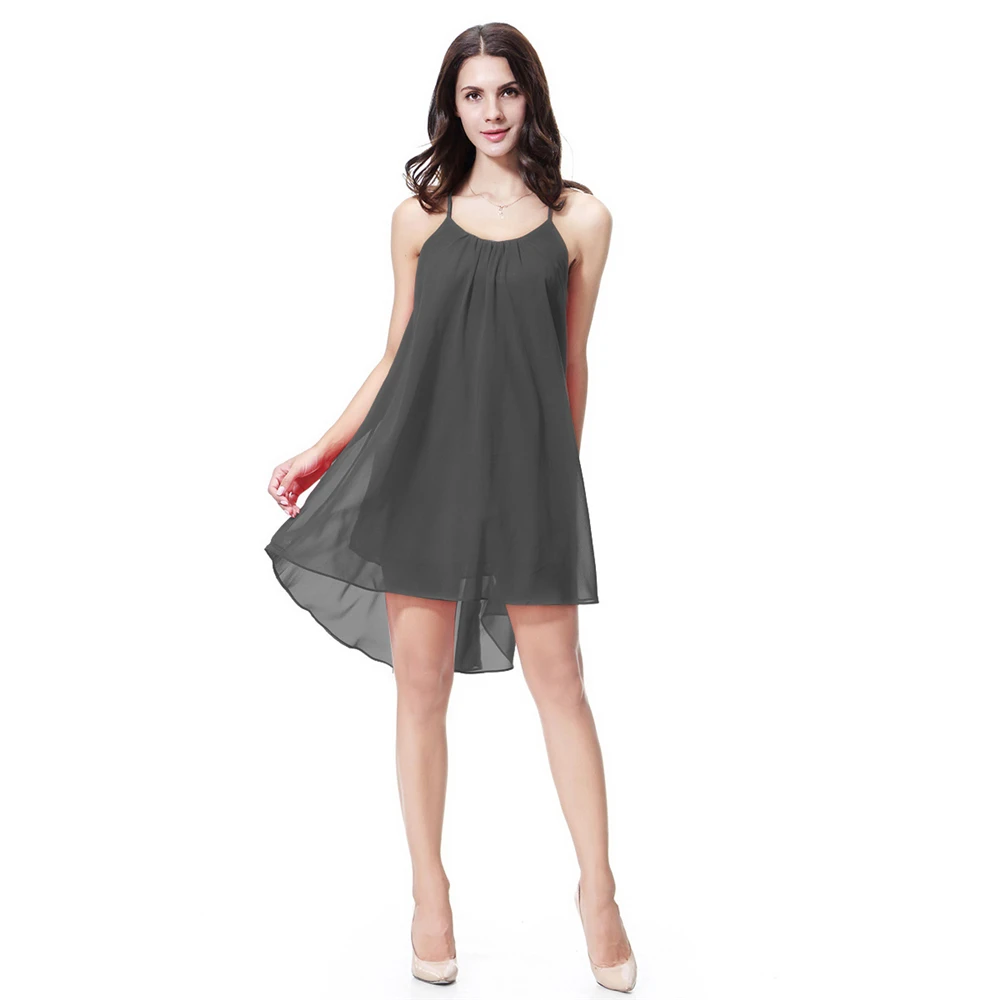 Louyebouho Women Sexy Spaghetti Strap Chiffon Mini Dress Sleeveless Solid Color Short Dresses Summer Beachwear Sundress Vestidos
