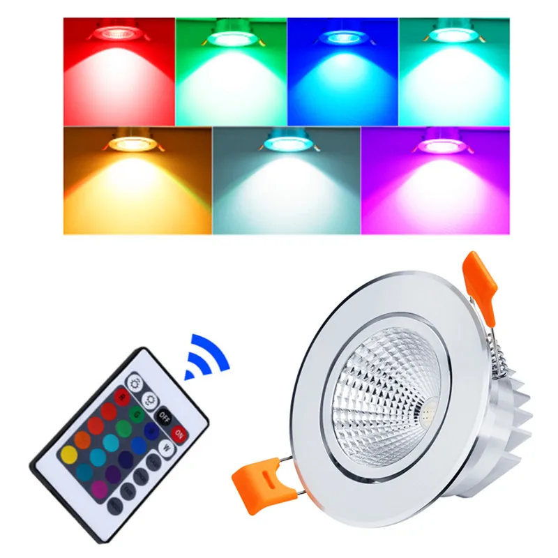 

LED Downlight RGB 5w 10w 15w LED Panel Light Concealed Recessed Ceiling Lights with Remote Control Bedroom KTV Hotel Corridor