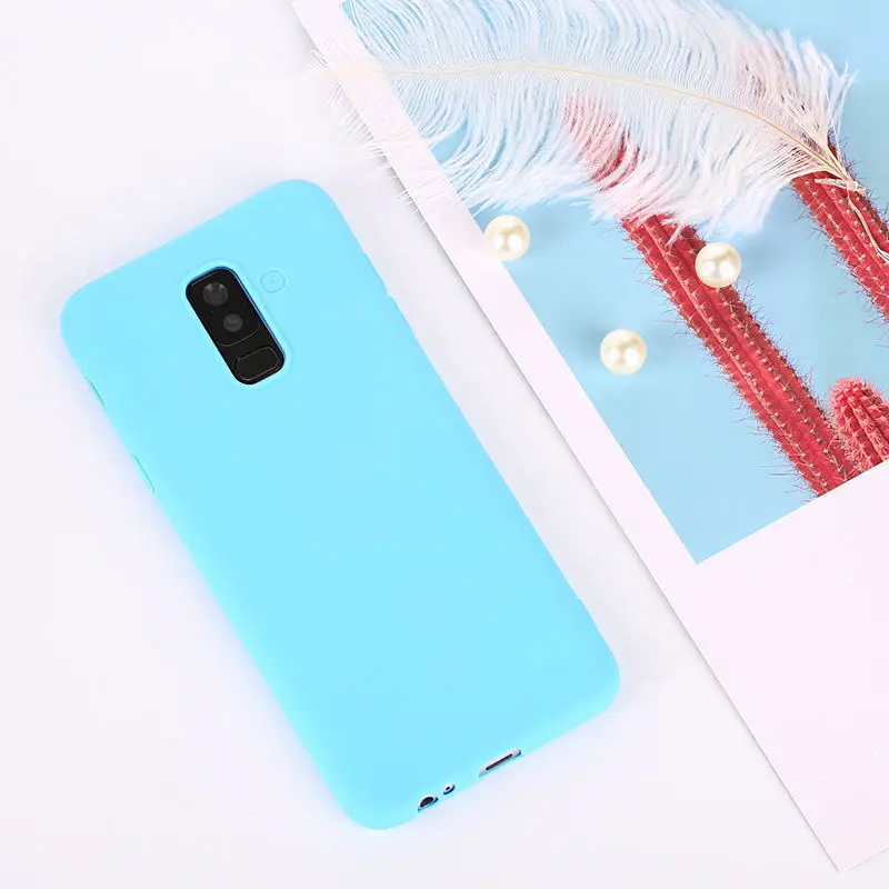 Чехлы для Samsung Galaxy A7 J4 J6 плюс J8 A6 A8 S9 S8 Plus Note 9 8 A3 A5 A7 J3 J5 J7 S7 мягкая Macaron Цвет крышка - Цвет: Blue