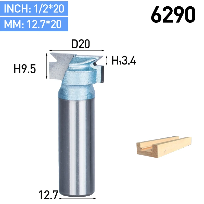 HUHAO 1 шт. 1/" хвостовик фреза для нарезания пазов типа «Ласточкин хвост» промышленный класс 2 фрезы Фрезы для деревообработки инструмент Фрезы - Длина режущей кромки: 6290