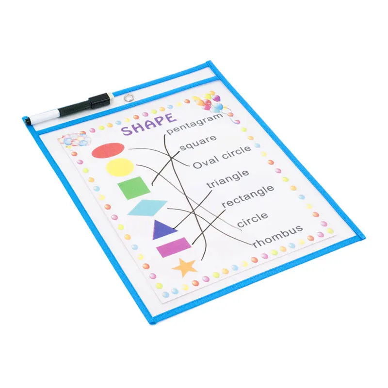 

Dry Erase Pockets Reusable Oversized Size 10 X 13 inches Perfect Teacher Supplies for Classroom Organization and Decorations
