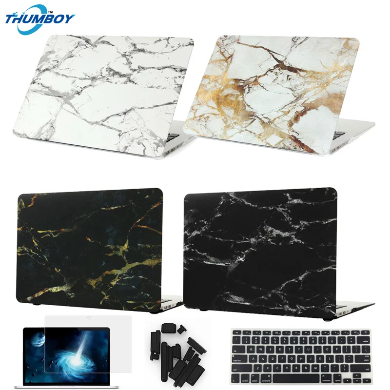 

Marble Texture Laptop Case For Macbook Air 13 case For MacBook Pro 13 Retina 11 12 15 with touch bar free keyboard cover+film